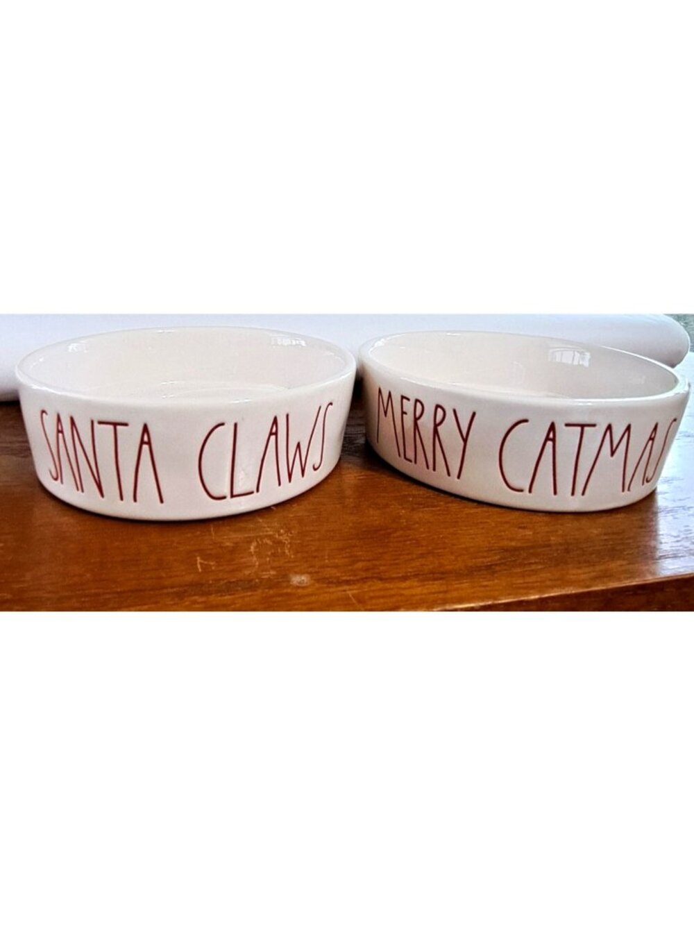 Rae Dunn Artisan Collection Set of 2 Christmas Cat Food Bowls